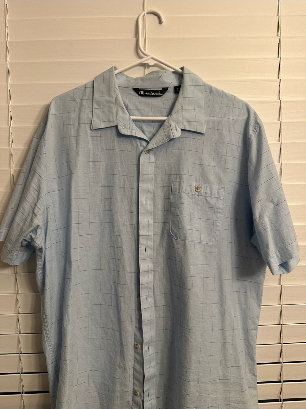 Travis Mathew Light Blue Short-Sleeve Button-Down Shirt
